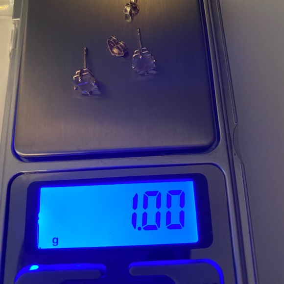 Share  14KT AQUAMARINE OPAQUE EARRINGS PRINCESS SQUARE STONES YG - Picture 6 of 6